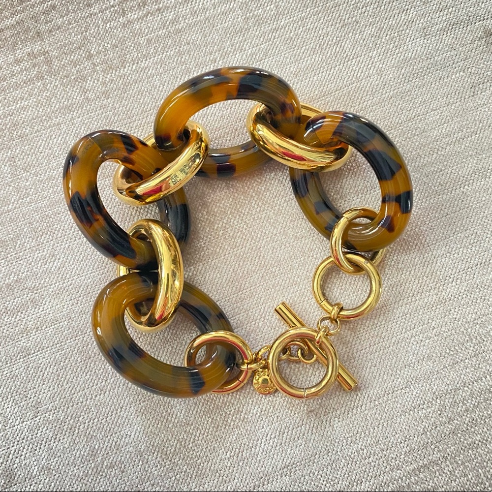 Chunky J.Crew tortoise and gold bracelet
